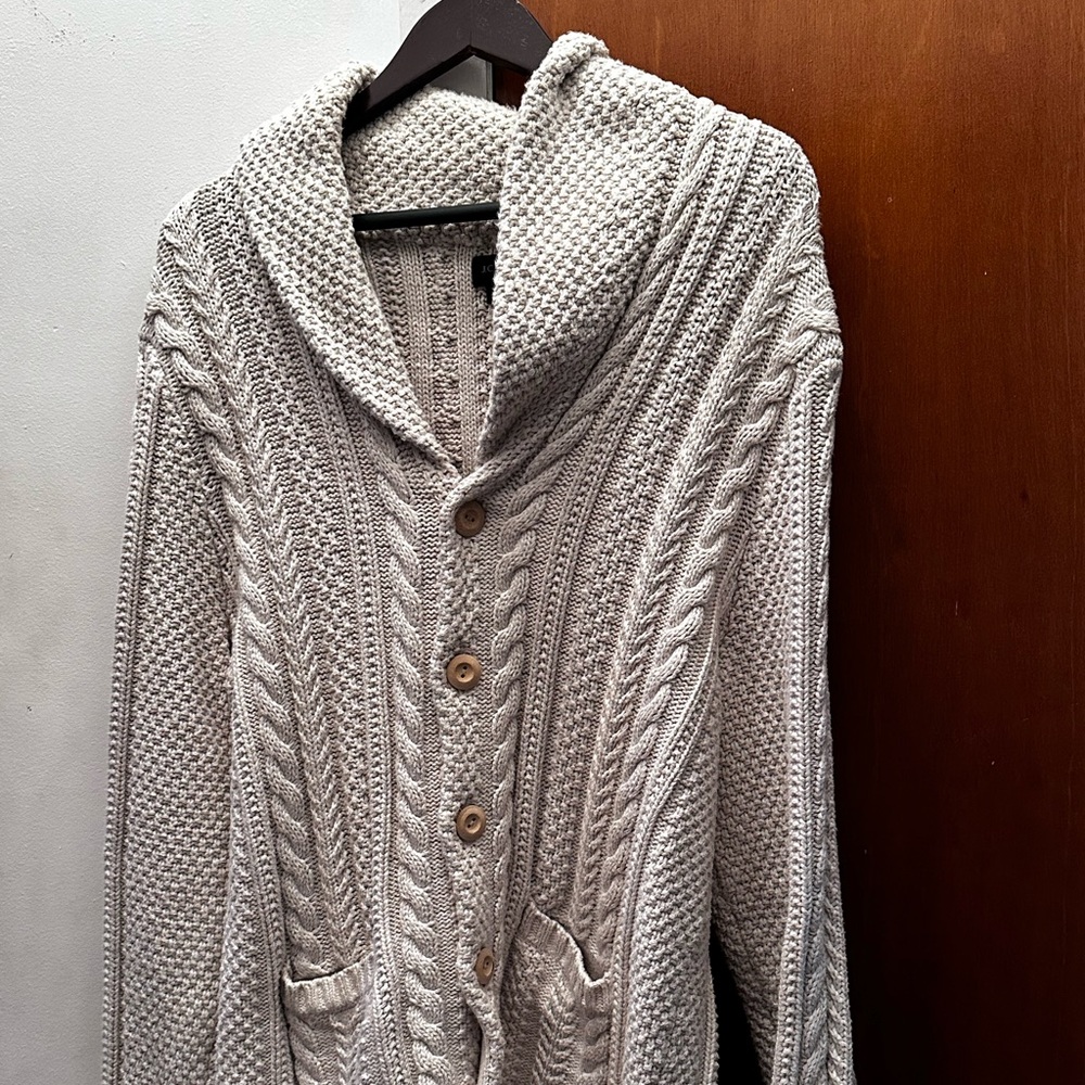 JCREW Cotton Cable Knit Shawl Sweater